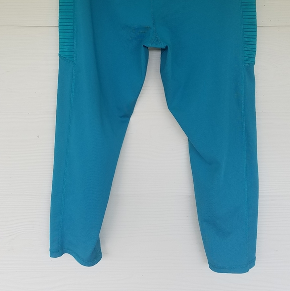 Bally Total Fitness Leggings Capri Teal Mesh Side Pockets Sz XL Workout Leggings - Picture 12 of 12